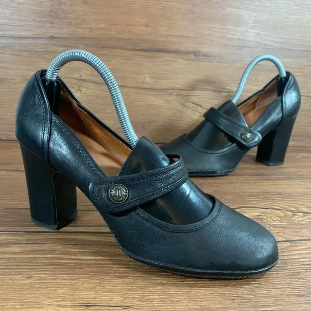 Frye Adrienne Mary Jane Black Leather Heels Pumps Women’s Size 9